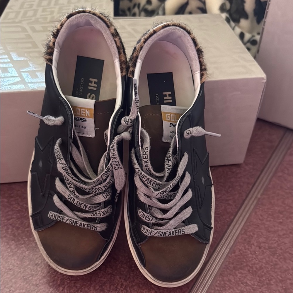 Golden Goose Hi Star 36 Women's Black and Brown Sneakers